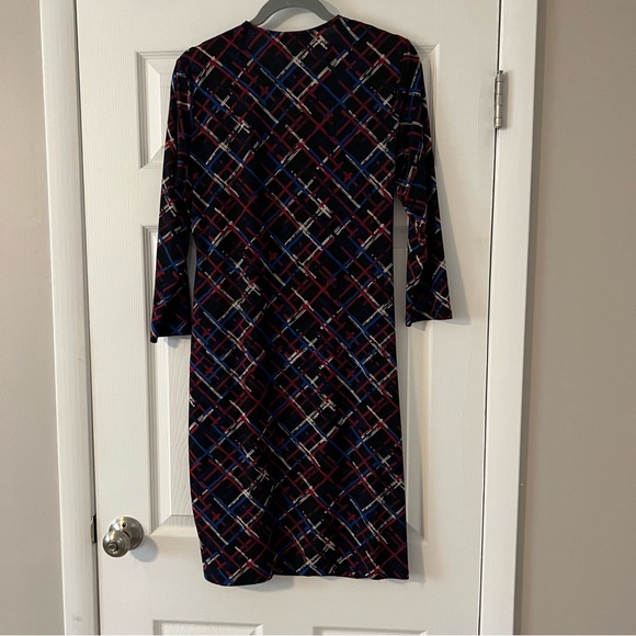 Black Label Evan Picone Black/Red/Blue Wrap Dress Sz 12 - Picture 4 of 4